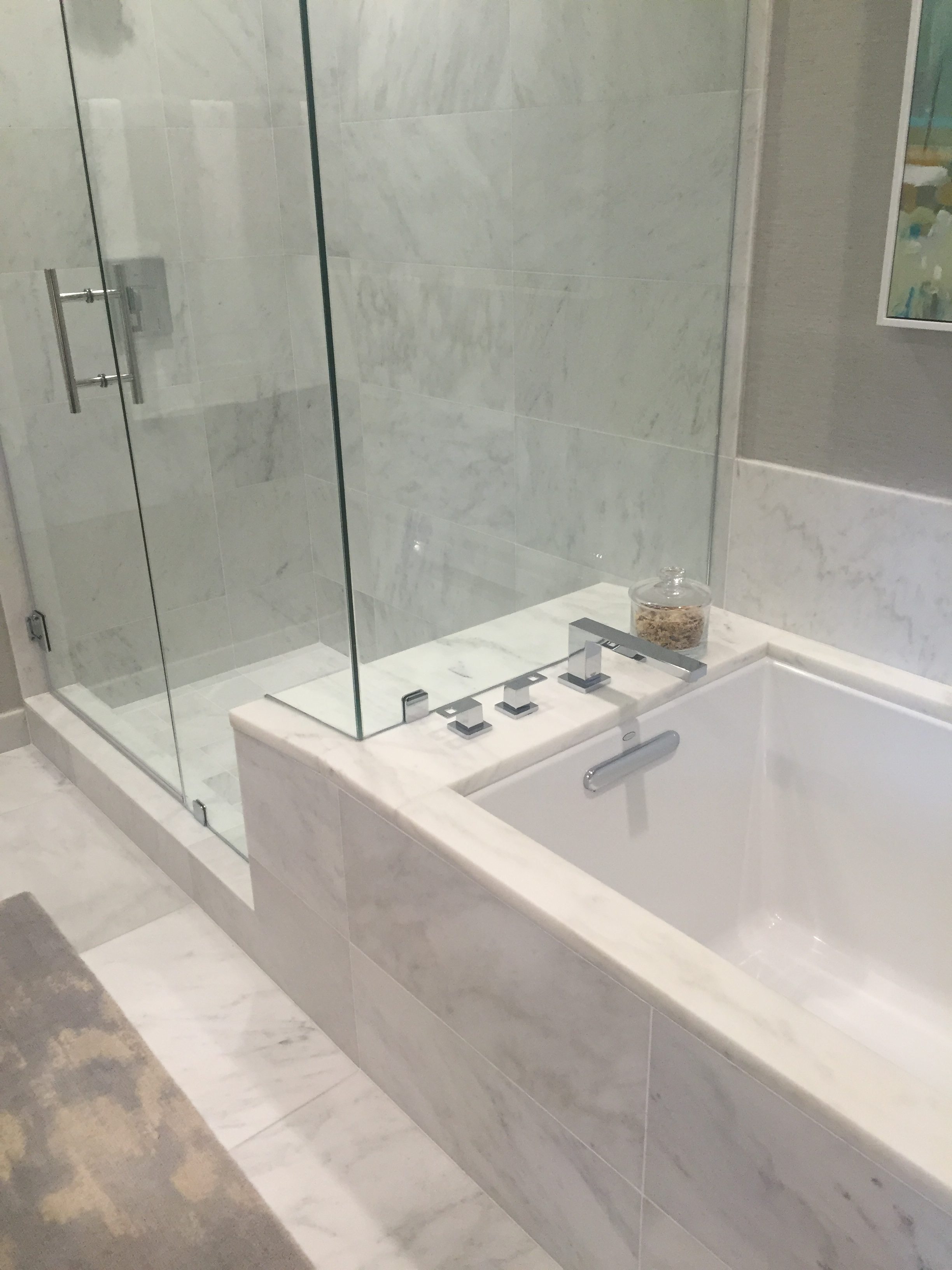 White Master Bathroom — Stone City project